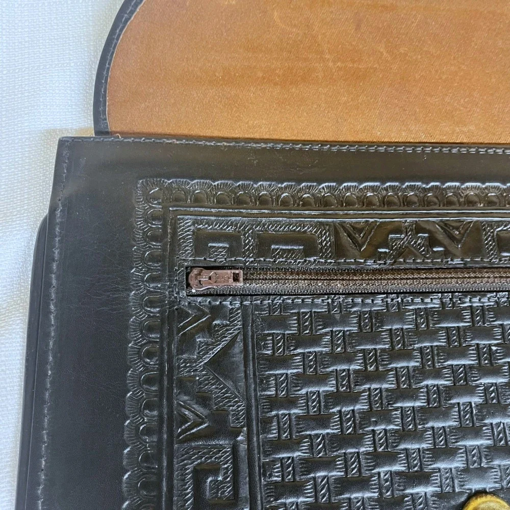 Vintage DYMSA‎ Black Mexico Genuine Leather Embossed 